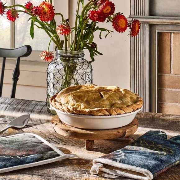 JOHN DERIAN NWT Fall apples stoneware pie dish -10” - Picture 2 of 4